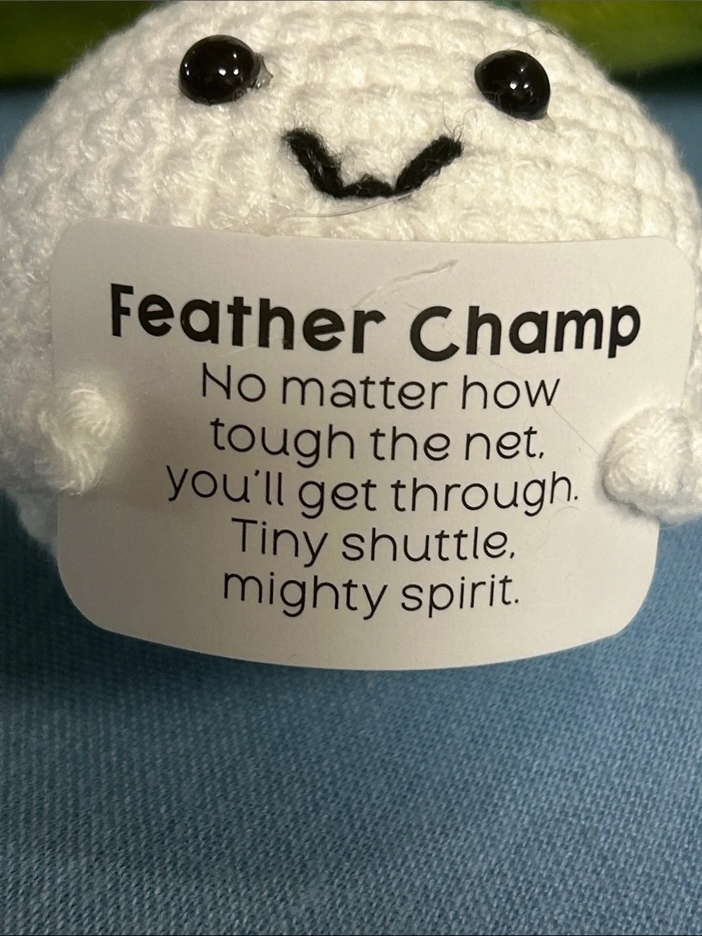 New Feather Champ Crochet Plush - White with Green Accent box of 12